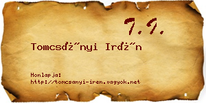 Tomcsányi Irén névjegykártya